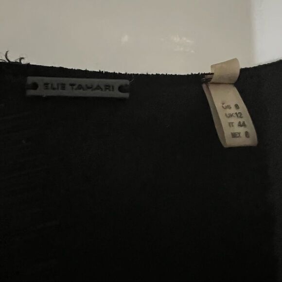 Ellie Tahari Size 8 Medium Gray & Blue Tweed Wool Short Sleeve V-Neck Sheath Dre - Picture 11 of 12